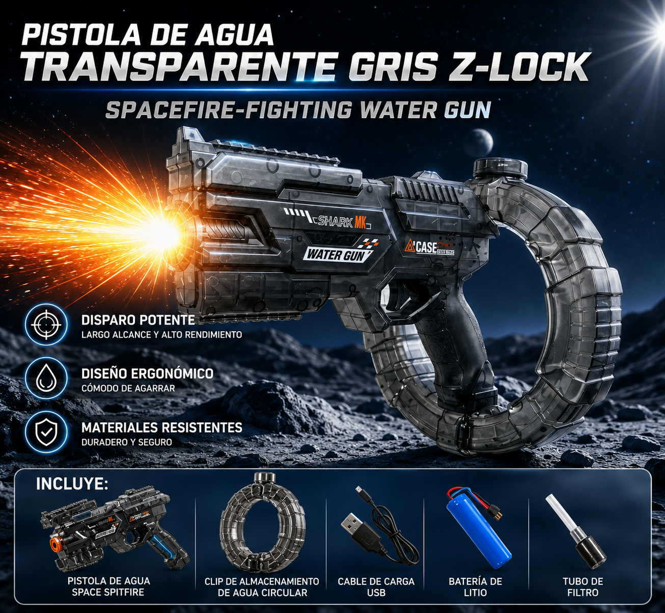 Pistola de agua eléctrica LED