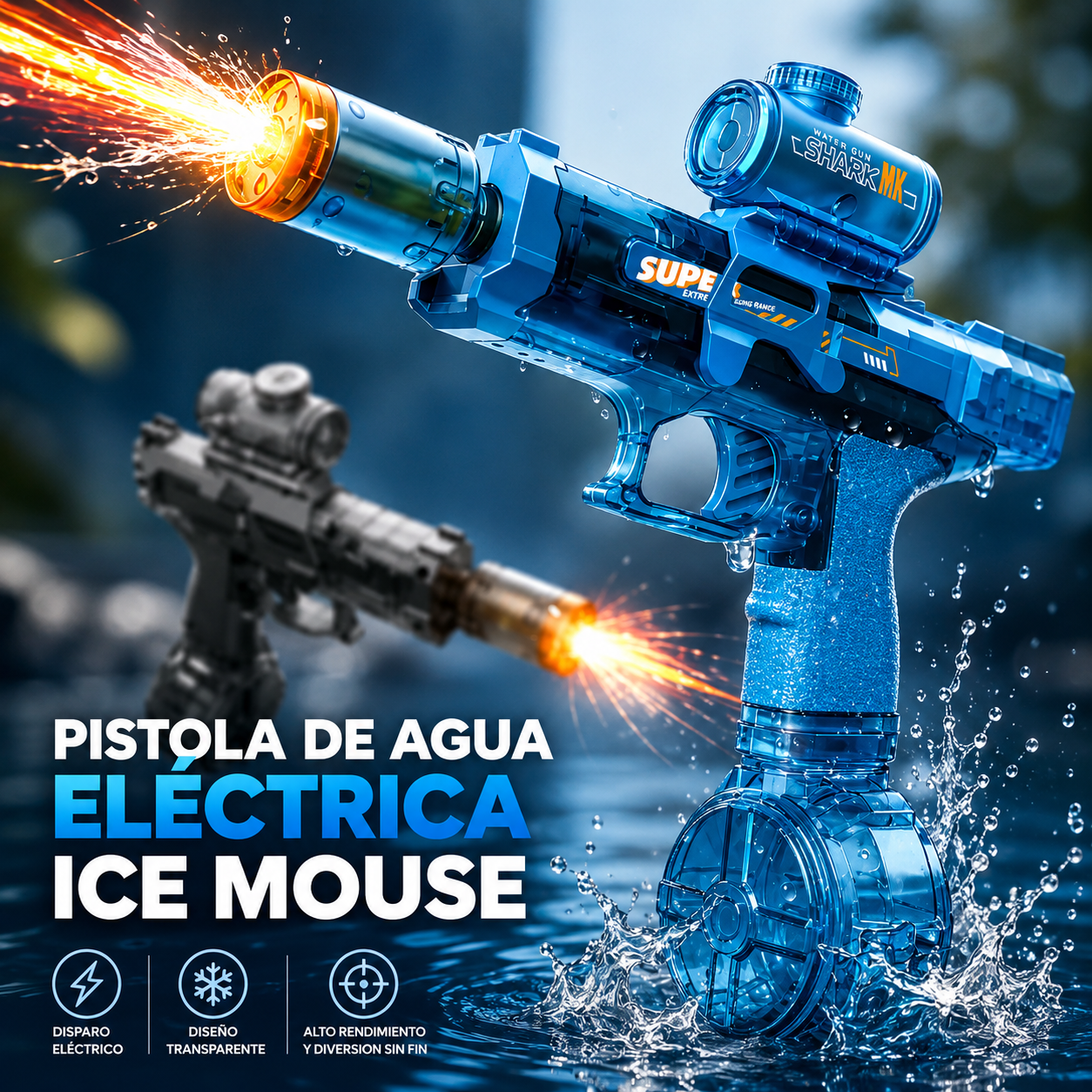 Pistola de agua eléctrica LED