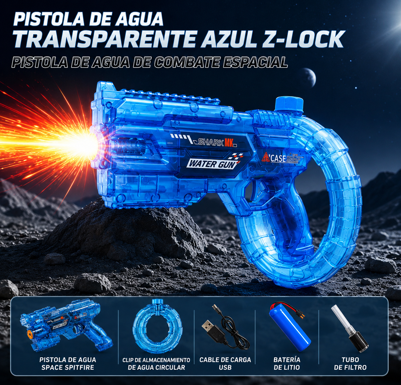 Pistola de agua eléctrica LED